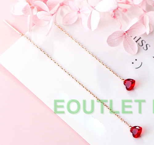 90mm RED HEART SOLID ROSE GOLD SILVER THREAD EARRINGS